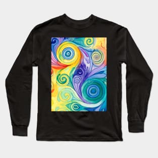 Retro Swirls and Cosmic Twirls: Tie Dye Design with a Nostalgic Twist No. 3 with a Dark Background Long Sleeve T-Shirt